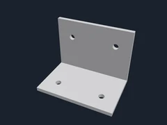 Shelf bracket, first version: a plain L of two plates with two holes in each