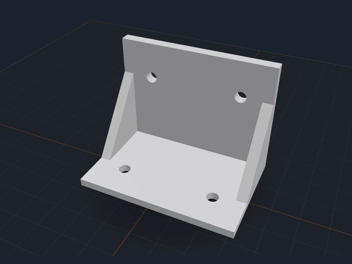 The shelf bracket's second version: thicker back plate, a gusset at each end